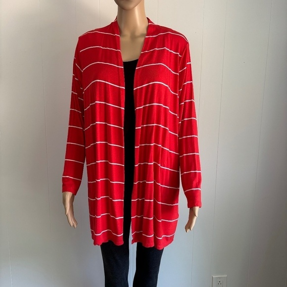 Lands' End long sleeve lightweight striped cardigan sz M/P - Picture 1 of 15
